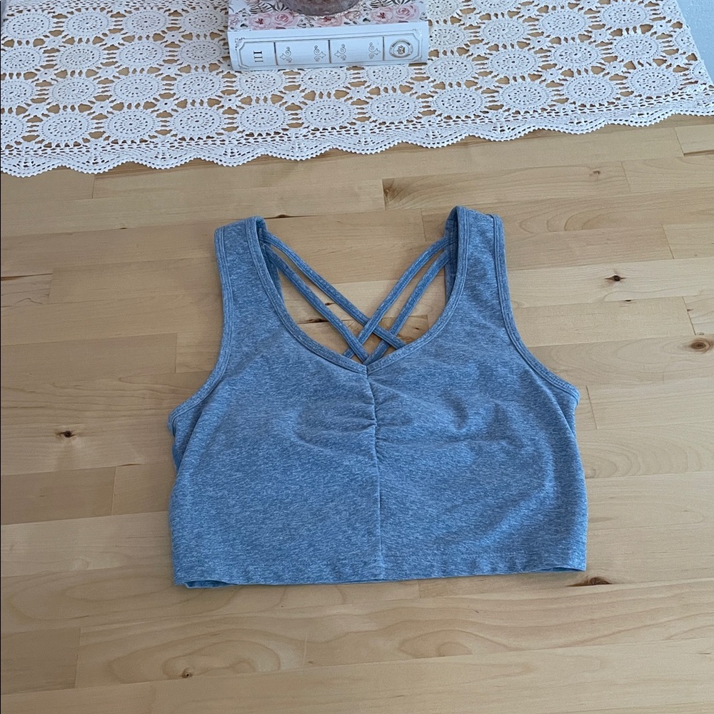 Zella Cross back strappy longline sports bra S blue